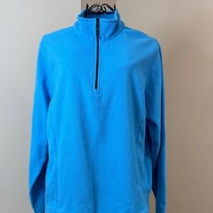 Lands' End Bright Blue Half-Zip “Therma Check” Top